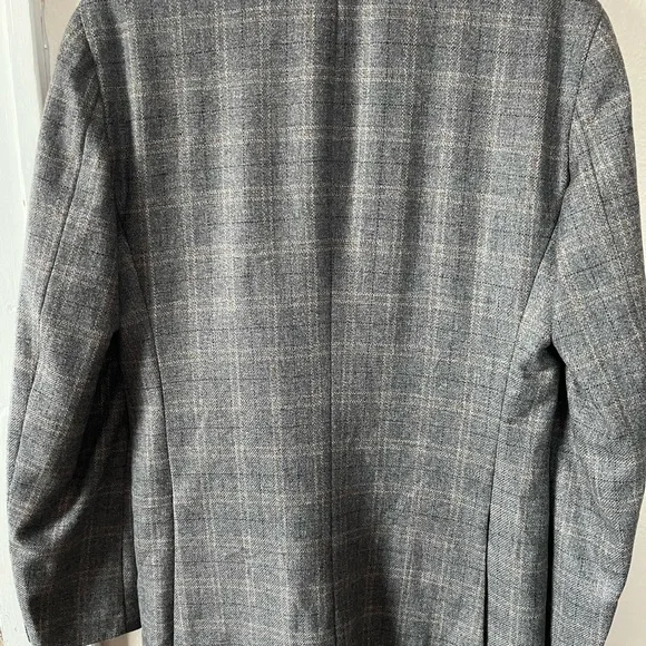 Baroni Menswear Wool 2 Button Gray Checkered Men's Blazer - Picture 10 of 16